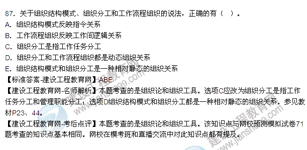 2015年一級建造師建設工程項目管理試題及答案（81-89題）