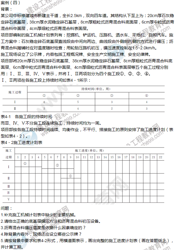 2013年一級建造師市政工程試題及答案(案例四)