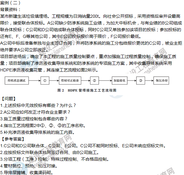 2014年一級建造師市政工程試題及答案(案例二)