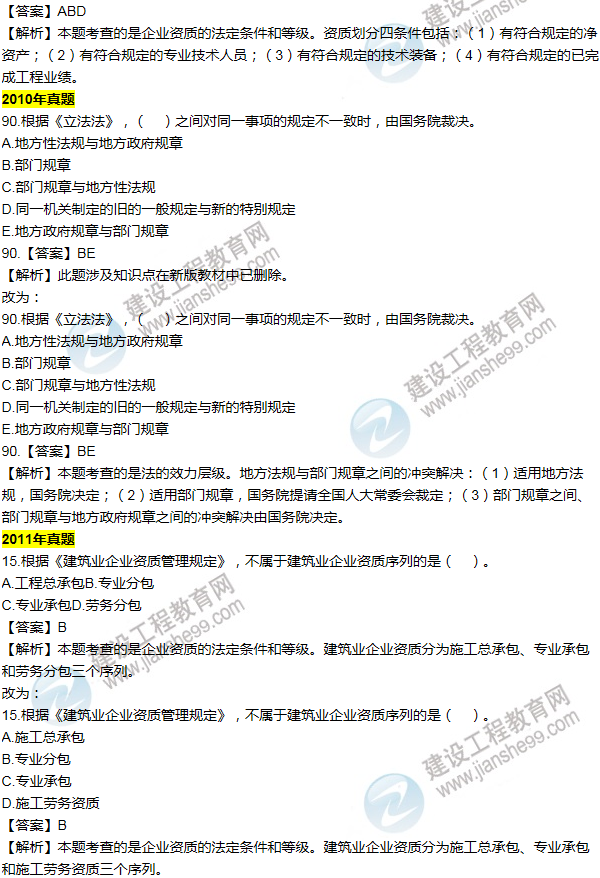 2016一建法規(guī)《歷年詳解與專家預(yù)測(cè)試卷》勘誤