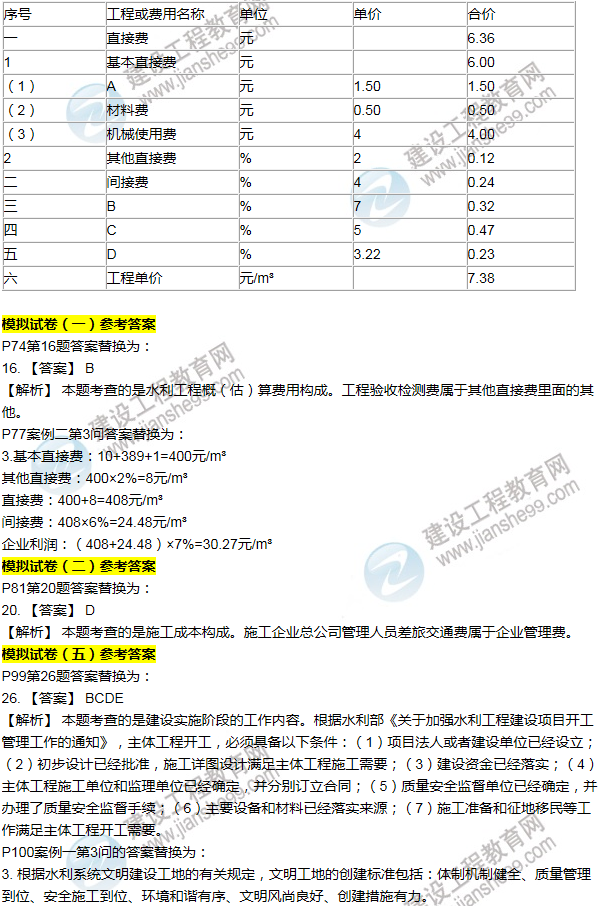 2016一建水利《歷年詳解與專(zhuān)家預(yù)測(cè)試卷》勘誤