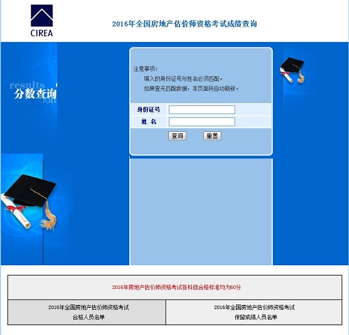 2016年房地估價(jià)師考試成績查詢?nèi)肟? width=