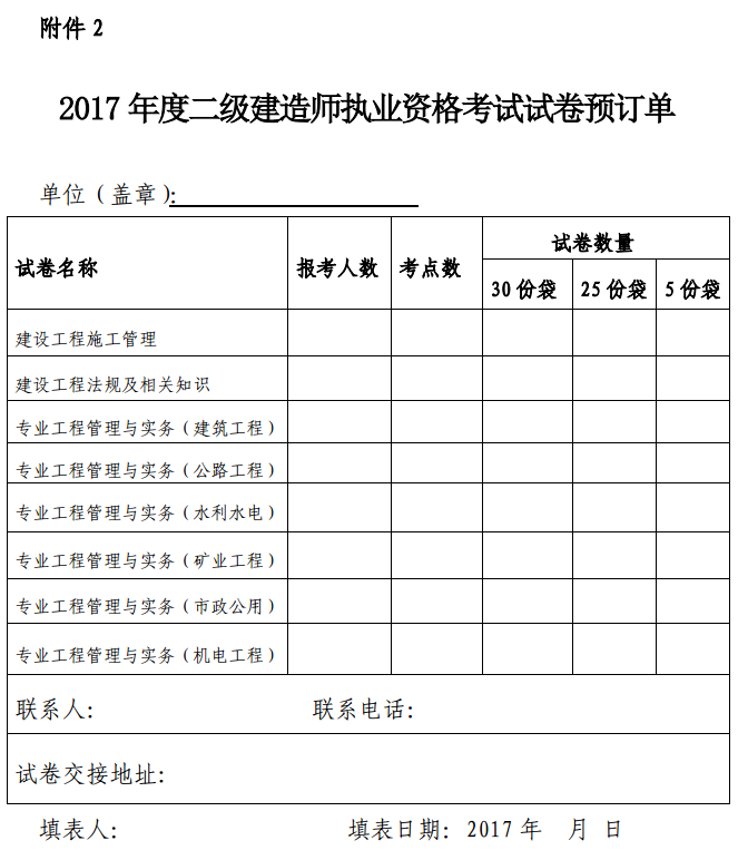 浙江關于2017年度二級建造師執(zhí)業(yè)資格考試相關工作的通知