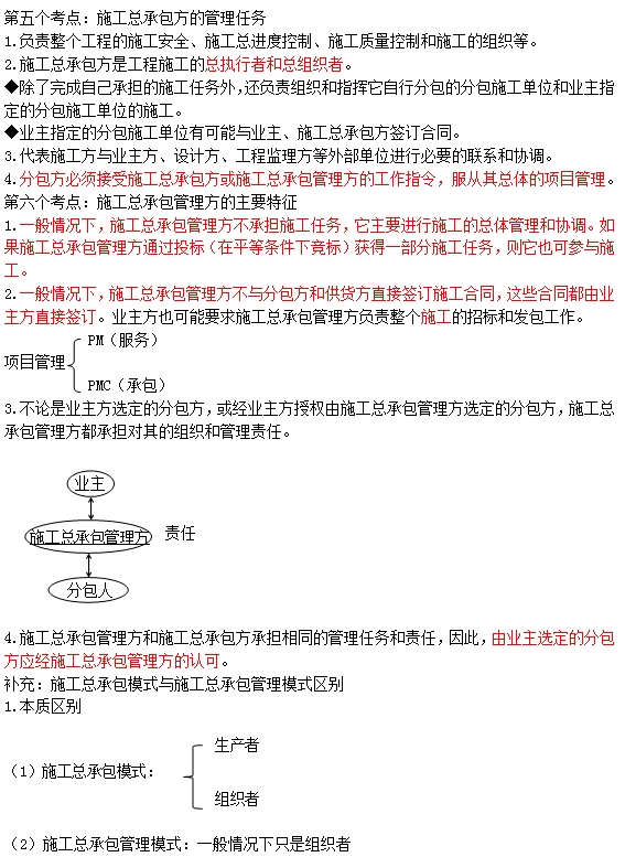 二級(jí)建造師施工管理高頻知識(shí)點(diǎn)：施工總承包方的管理