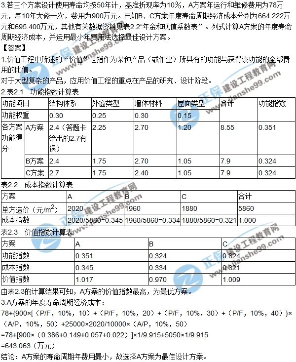 2017造價工程師案例題