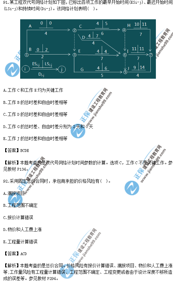 2018年一級(jí)建造師《項(xiàng)目管理》試題答案及解析(91-100)