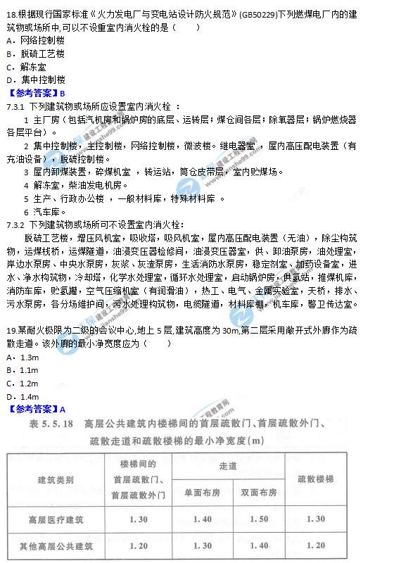 2018一級消防工程師《消防安全技術(shù)實(shí)務(wù)》試題及答案解析